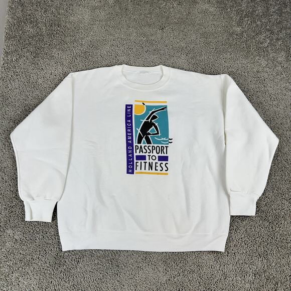 Holland America Line Sweatshirt Mens XL White Passport to Fitness Crewneck - Picture 1 of 11